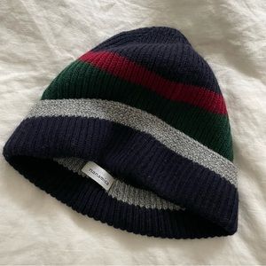 NWOT | Nanamica Navy Red Green Grey Stripes Wool Beanie